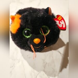 Ty Plush Cat Toy in Black and Orange